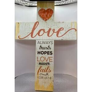 Cross With Bible Verse COR. 13:7-8 Wall Plaque P. Graham Dalton Ohio